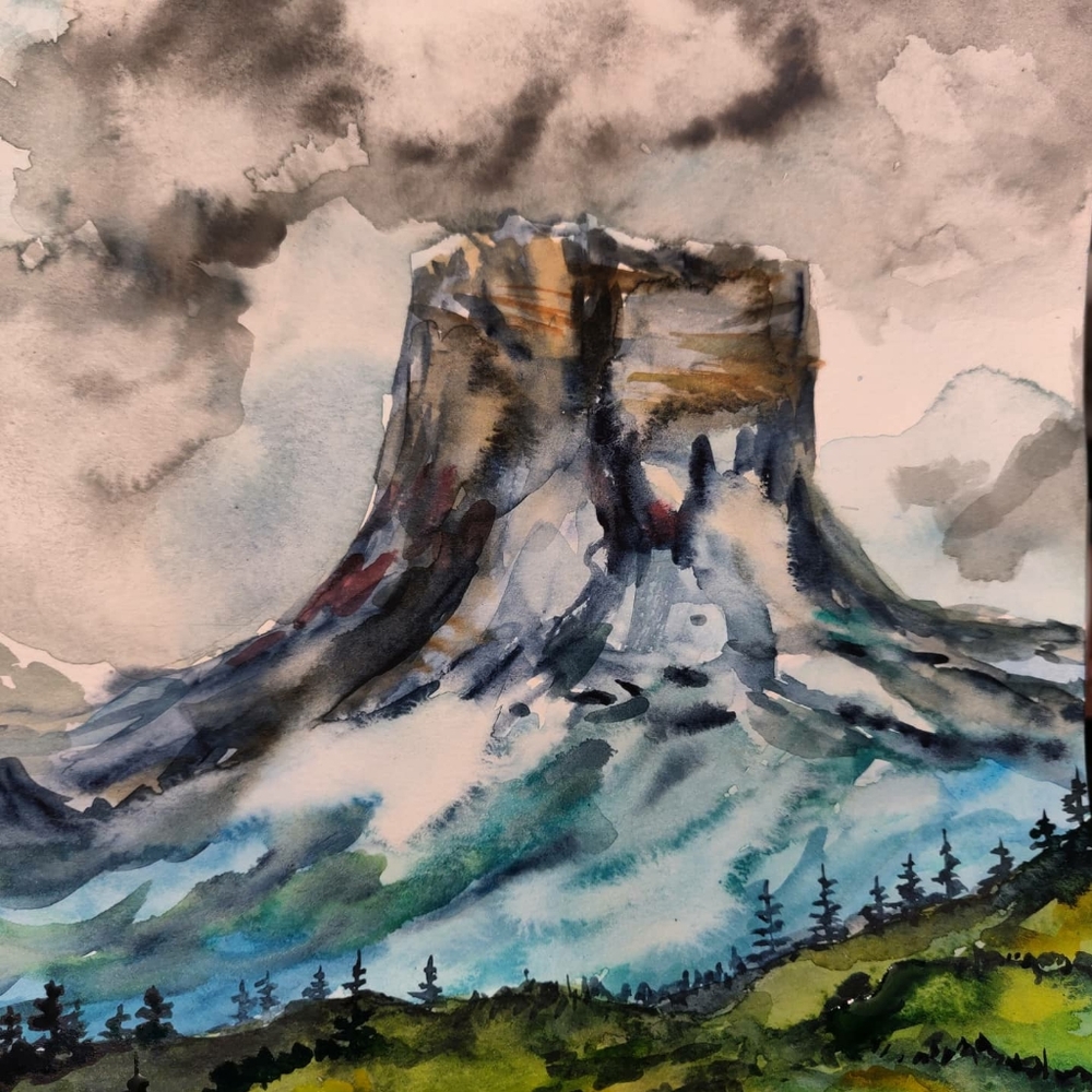 Chief Mountain 🏔️, Montana Watercolor Painting